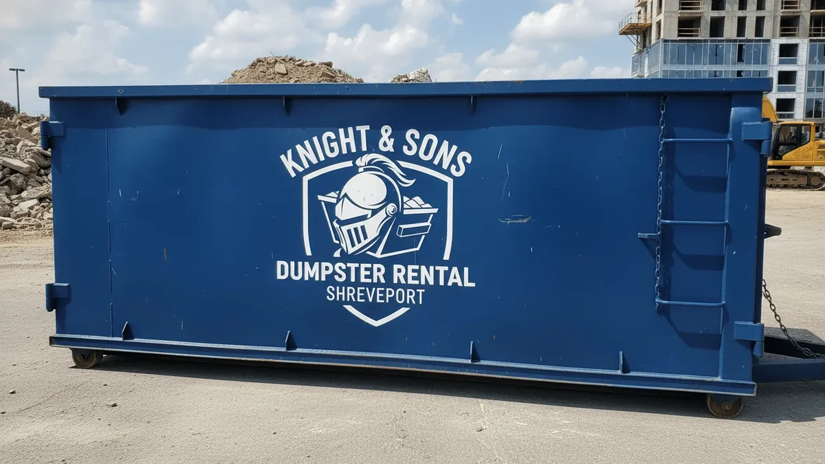 Roll-off dumpster rental in Benton, LA delivered by Knight & Sons Dumpster Rental Shreveport Roll-off dumpster rental in Benton, LA delivered by Knight & Sons Dumpster Rental Shreveport