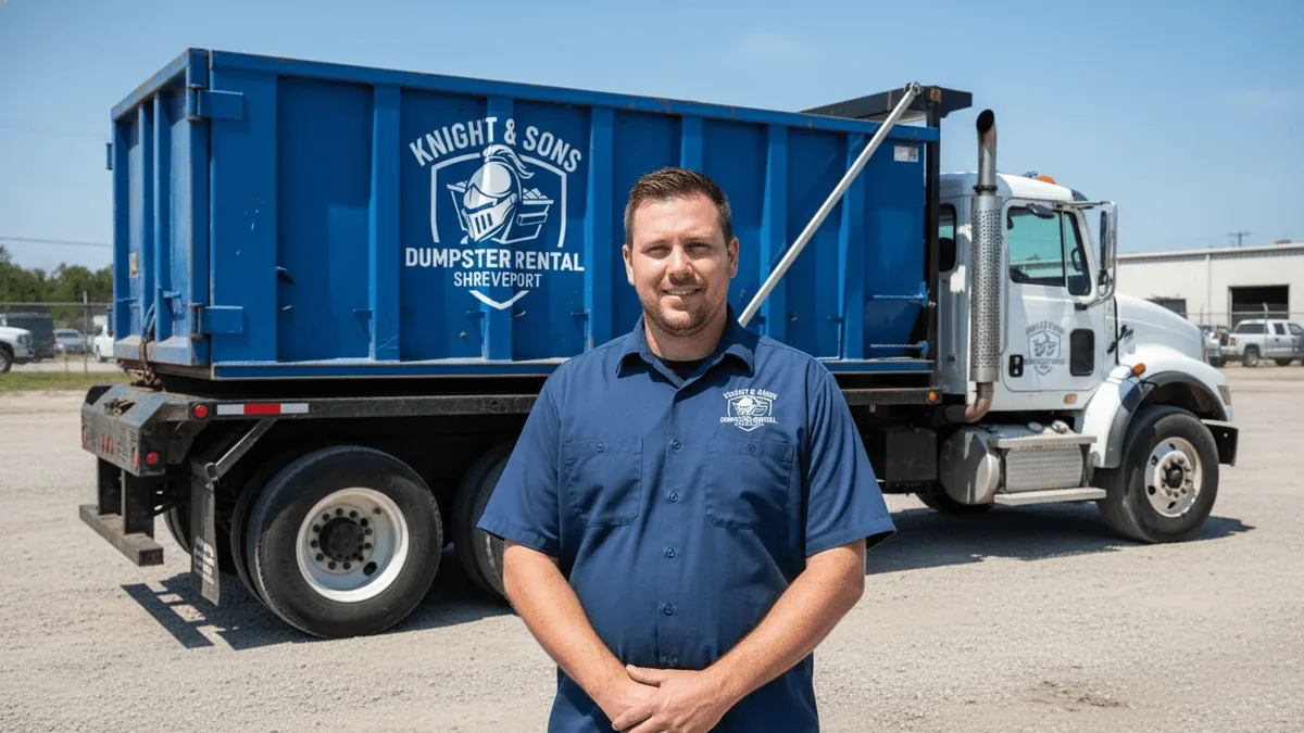 Roll-off dumpster rental in Mooringsport, LA delivered by Knight & Sons Dumpster Rental Shreveport Roll-off dumpster rental in Mooringsport, LA delivered by Knight & Sons Dumpster Rental Shreveport