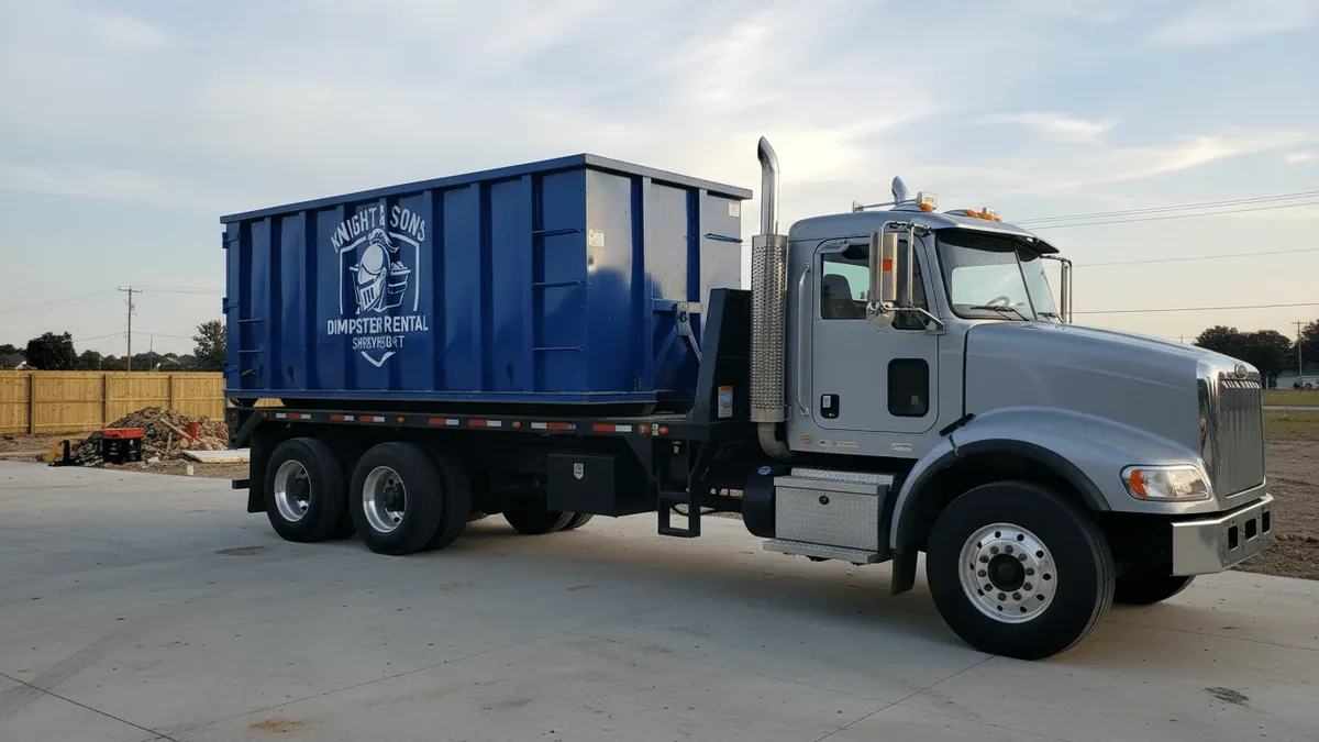 Serving Shreveport and the Shreveport area Knight & Sons Dumpster Rental Shreveport roll-off truck serving Shreveport and the Shreveport area