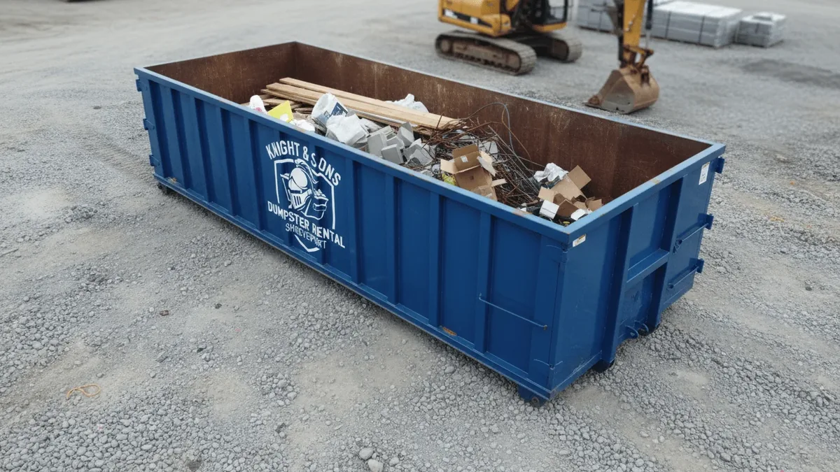Roll-off dumpster rental in Vivian, LA delivered by Knight & Sons Dumpster Rental Shreveport Roll-off dumpster rental in Vivian, LA delivered by Knight & Sons Dumpster Rental Shreveport