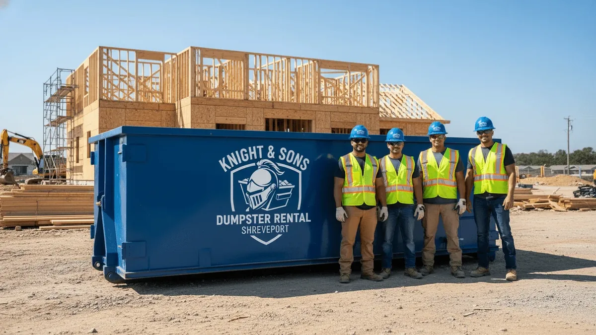 The Knight & Sons Dumpster Rental team in Shreveport Knight & Sons Dumpster Rental Shreveport crew at the Shreveport yard